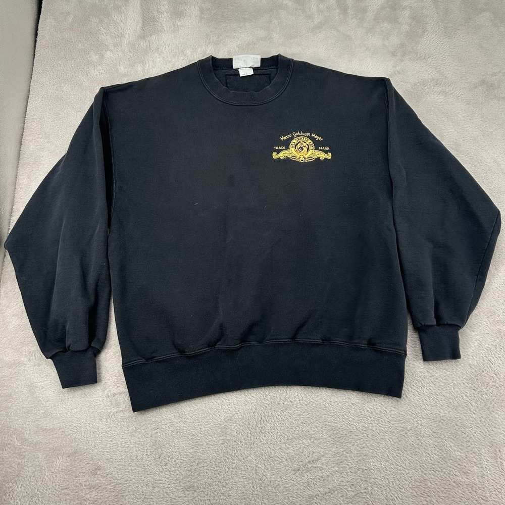 Vintage 90s Metro Goldwyn Mayer MGM VIP Sweatshirt Mens Large Black Pullover USA
